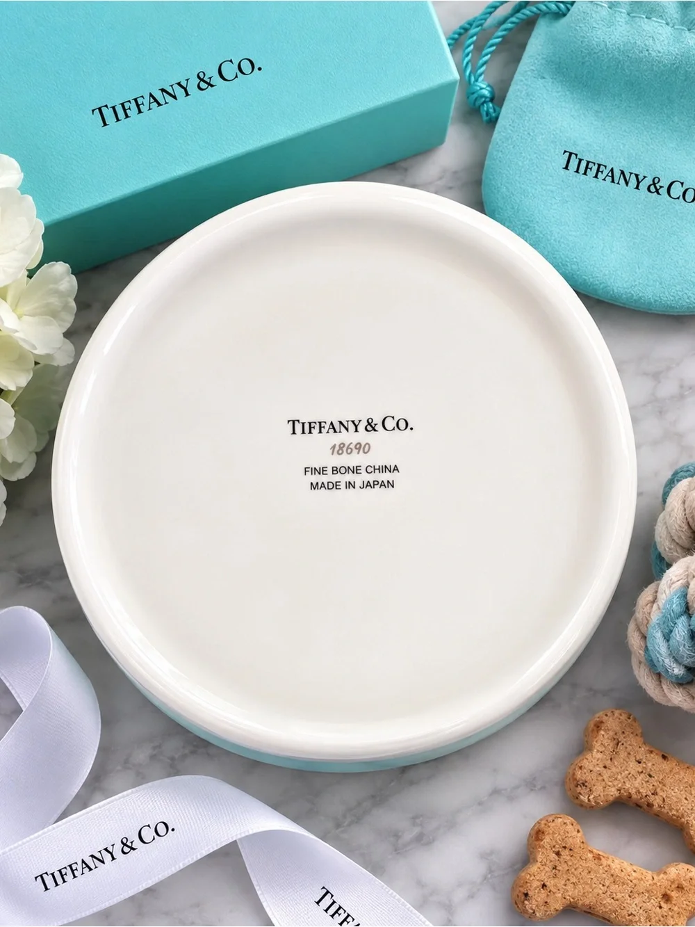 Authenticated Tiffany & Co. Rare Retired Large Bone China Dog Bowl